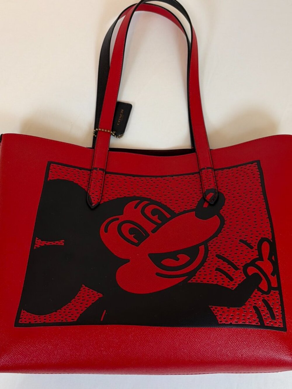 Coach Disney Mickey Mouse x Keith Haring Highline Tote Shoulder Bag Women's Red